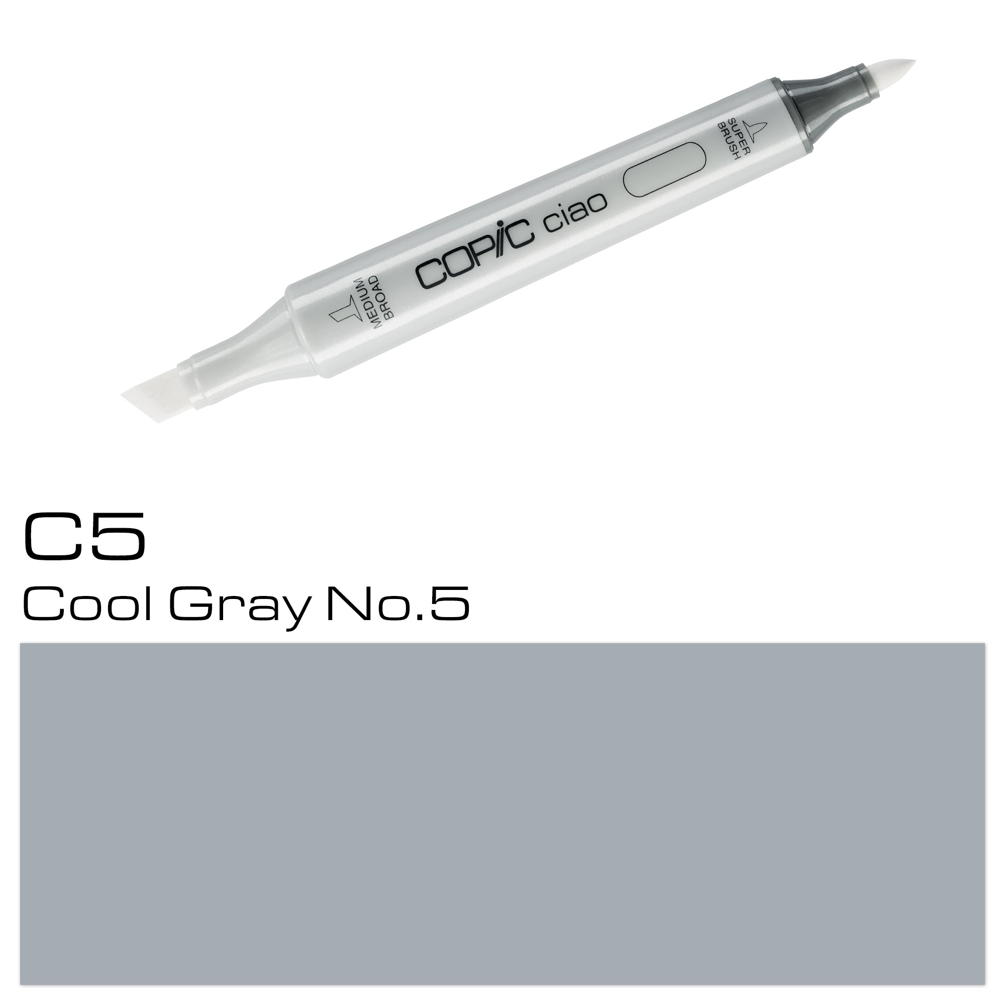 The COPIC CIAO MARKER C 5 COOL GREY is a professional-grade marker, ideal for creating precise and detailed art. With its high-quality ink and ergonomic design, this marker offers superior control and smooth application. Perfect for artists and designers! Main image