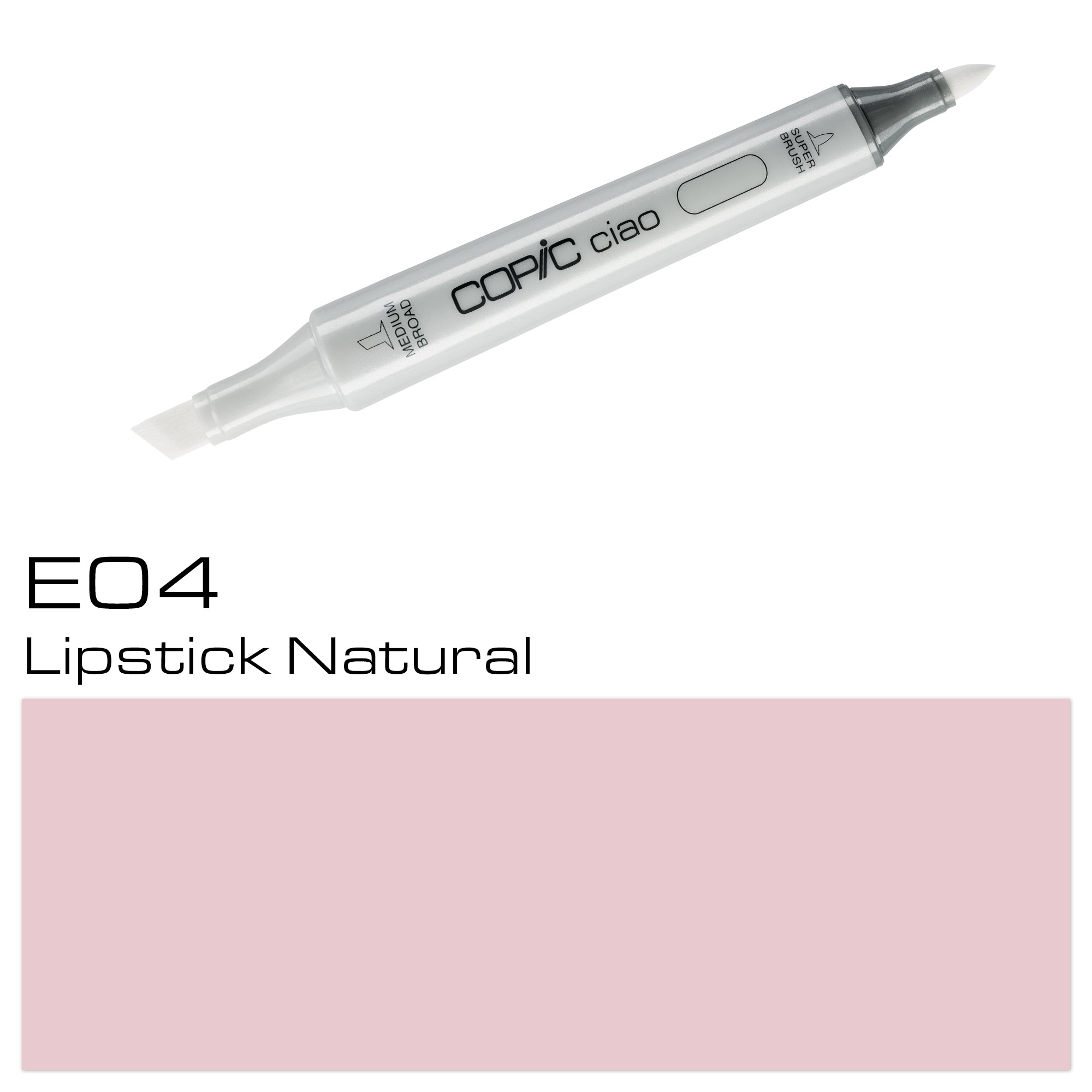 The COPIC CIAO MARKER E 04 LIPSTICK NATURAL is a high-quality marker perfect for creating vibrant and long-lasting drawings. Its unique formula ensures smooth and consistent lines, making it a favorite among artists and enthusiasts alike. With its versatile E 04 LIPSTICK shade, this marker allows you to create natural and realistic lip colors with ease. Elevate your art with COPIC. Main image
