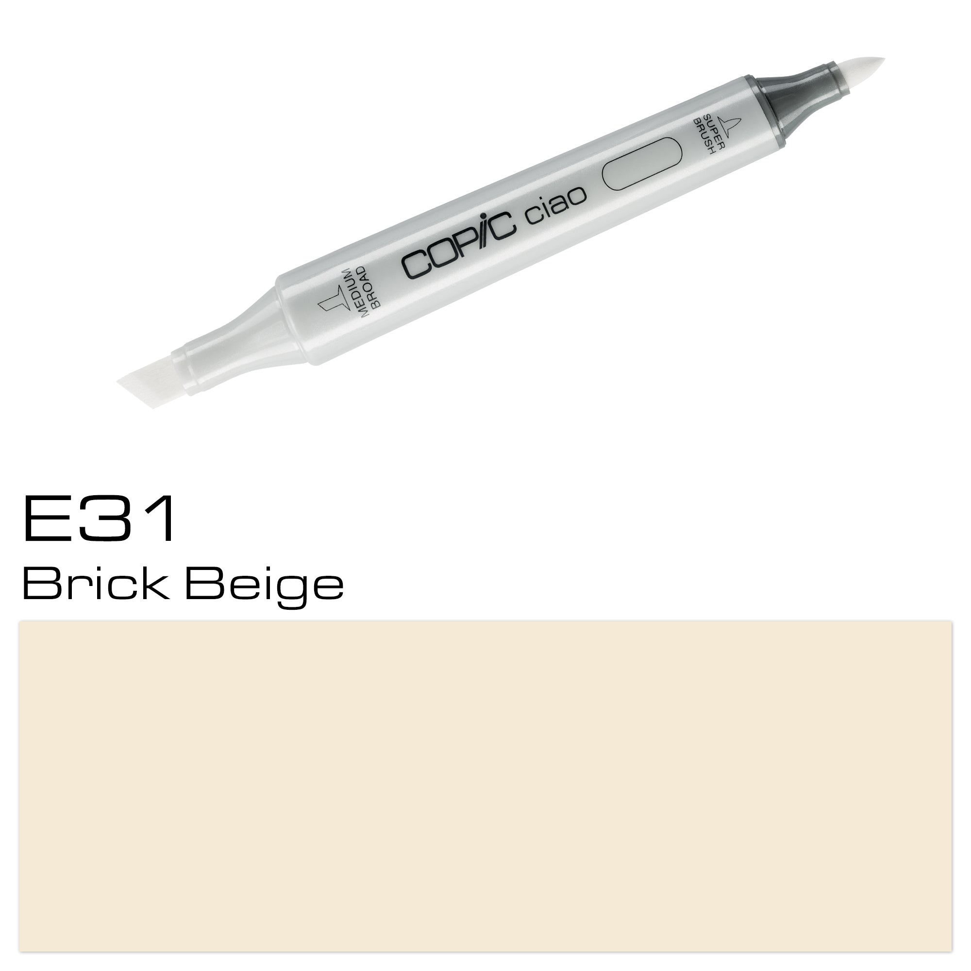 Enhance your art with COPIC CIAO MARKER E 31 BRICK BEIGE! This high-quality marker boasts a beautiful brick beige color that blends smoothly and is perfect for adding realistic shading and dimension to your creations. With its dual-tip design and refillable ink, this marker is a must-have for any artist or crafter.