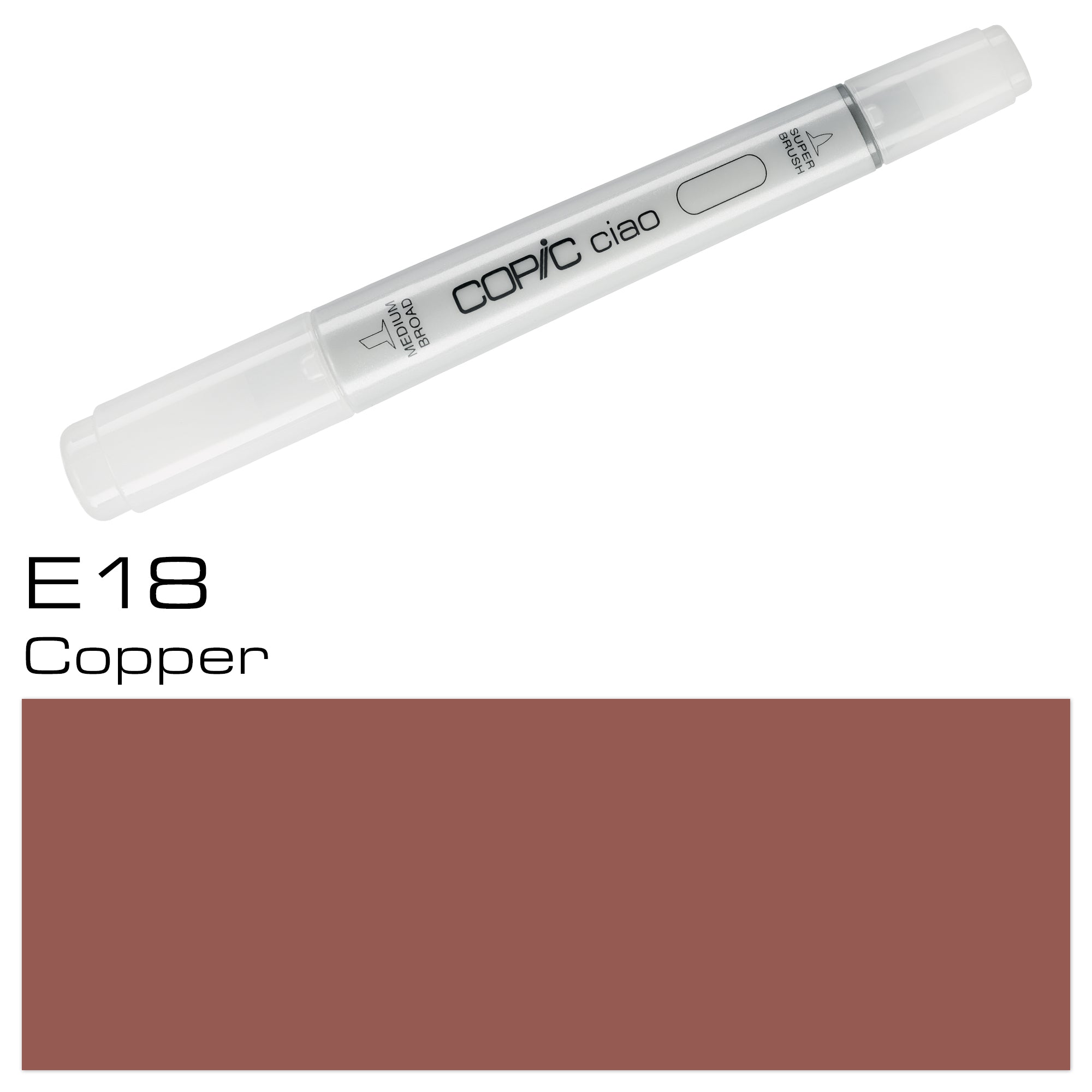 The COPIC CIAO MARKER E18 COPPER is a high-quality, professional-grade marker perfect for all your artistic needs. With its vibrant copper color and smooth application, you'll achieve stunning results with every use. Made with precision and expertise, this marker offers superior quality and performance. Main image
