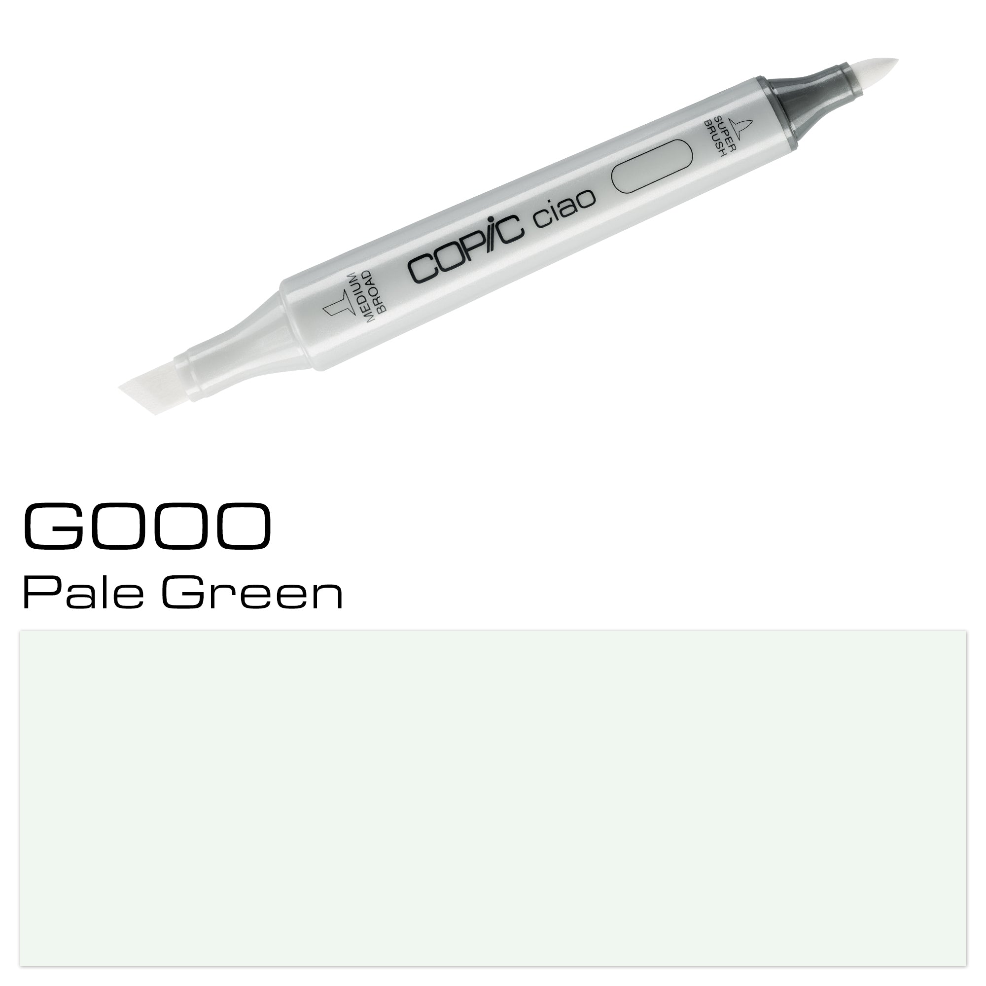 Introducing the COPIC CIAO G 000 PALE GREEN marker, an essential tool for artists and designers. With its vibrant and long-lasting color, this marker provides precise and effortless strokes, perfect for filling in large areas or creating intricate details. Its alcohol-based ink is blendable, making it versatile and perfect for creating dynamic color combinations. Elevate your artwork with the COPIC CIAO G 000 PALE GREEN marker. Main image