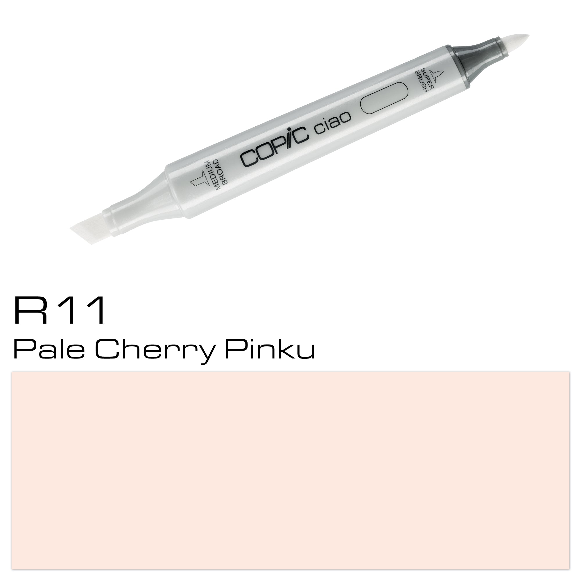 The COPIC CIAO MARKER R 11 in Pale Cherry Pink offers vibrant and smooth coloring capabilities. With its dual-tip design and refillable features, this marker is perfect for creating stunning illustrations and designs. Boost your creativity and unleash the full potential of your artwork with this high-quality marker. Main image