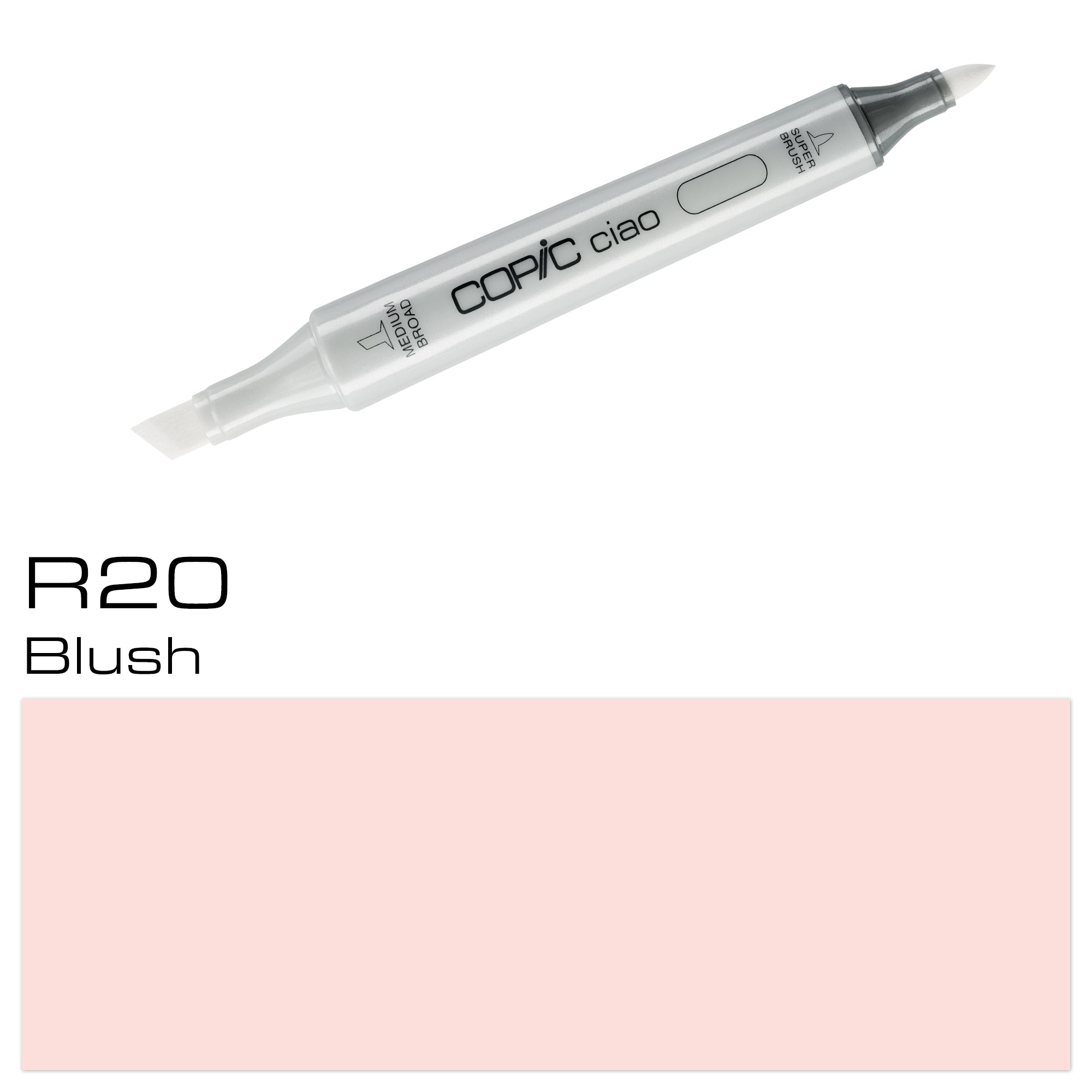 The COPIC CIAO MARKER R 20 BLUSH is a high-quality, professional marker designed for creating vibrant, long-lasting color. With its rich, blendable ink and a precise tip, this marker allows for easy use and smooth application. Its exceptional durability makes it a valuable tool for artists, designers, and hobbyists alike. Main image