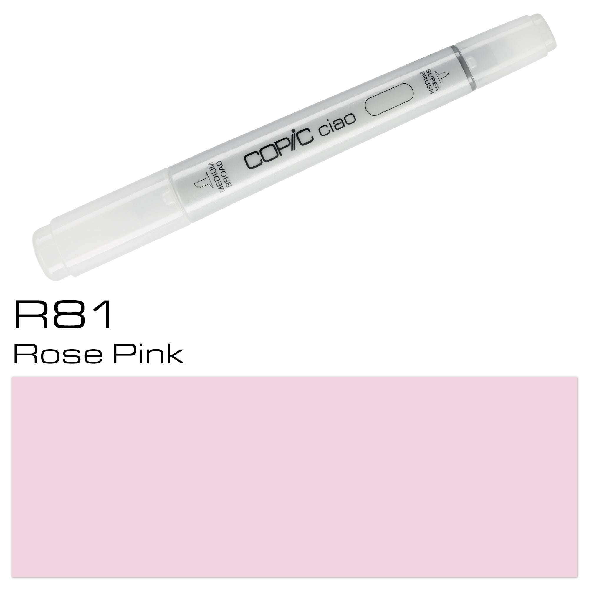 The COPIC CIAO MARKER R81 ROSE PINK is a versatile and highly pigmented marker, perfect for creating vibrant and precise lines. Its alcohol-based ink allows for seamless blending and a wide range of shading options. This must-have marker is a staple for any artist or designer. Main image