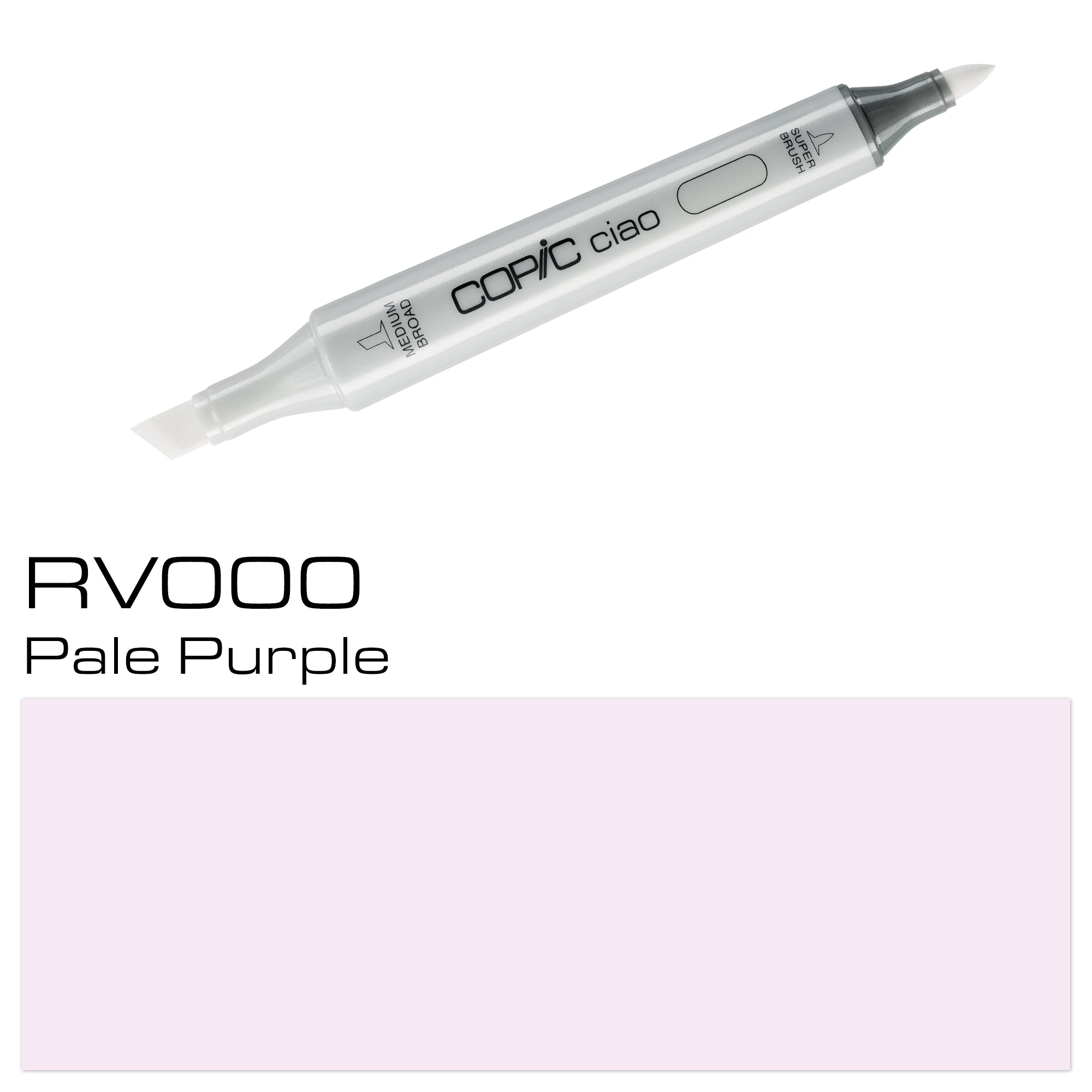 Introducing the COPIC CIAO MARKER in RV 000 PALE PURPLE - perfect for blending and shading on all paper types. With a precise nib and alcohol-based ink, enjoy smooth, vibrant color that won't fade over time. Enhance your artistic potential with the versatile RV 000 COPIC CIAO MARKER. Main image