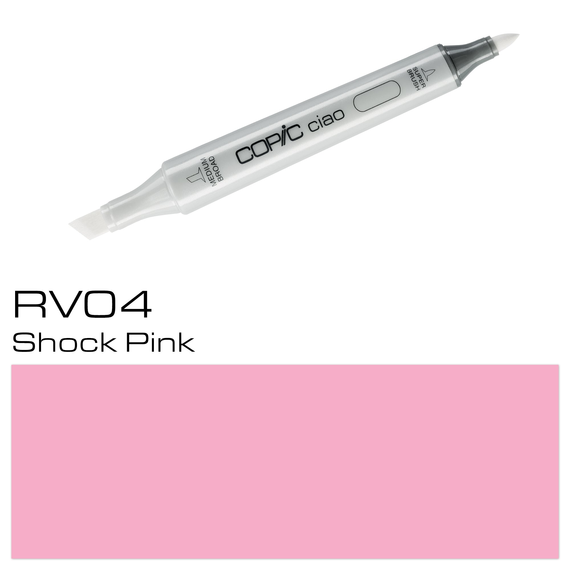 Expertly color your artwork with the COPIC CIAO MARKER RV 04 SHOCK PINK. Its highly pigmented ink formula provides brilliant and vivid results, making it perfect for creating eye-catching designs. With its ergonomic design and replaceable nibs, this marker is a must-have for any artist or designer. Main image