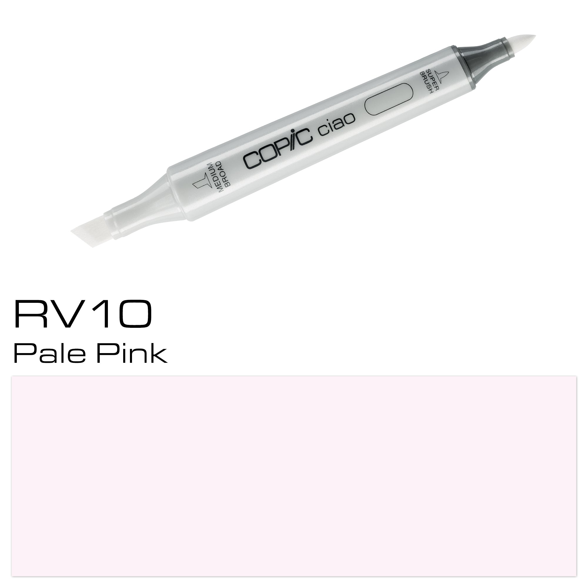 The COPIC CIAO MARKER RV 10 PALE PINK is the perfect tool for adding subtle hints of pale pink to any art piece. The alcohol-based ink provides smooth and precise lines, while the dual tip allows for versatile use. Its high-quality formula is long-lasting and will bring your creations to life with its soft, delicate color. Main image