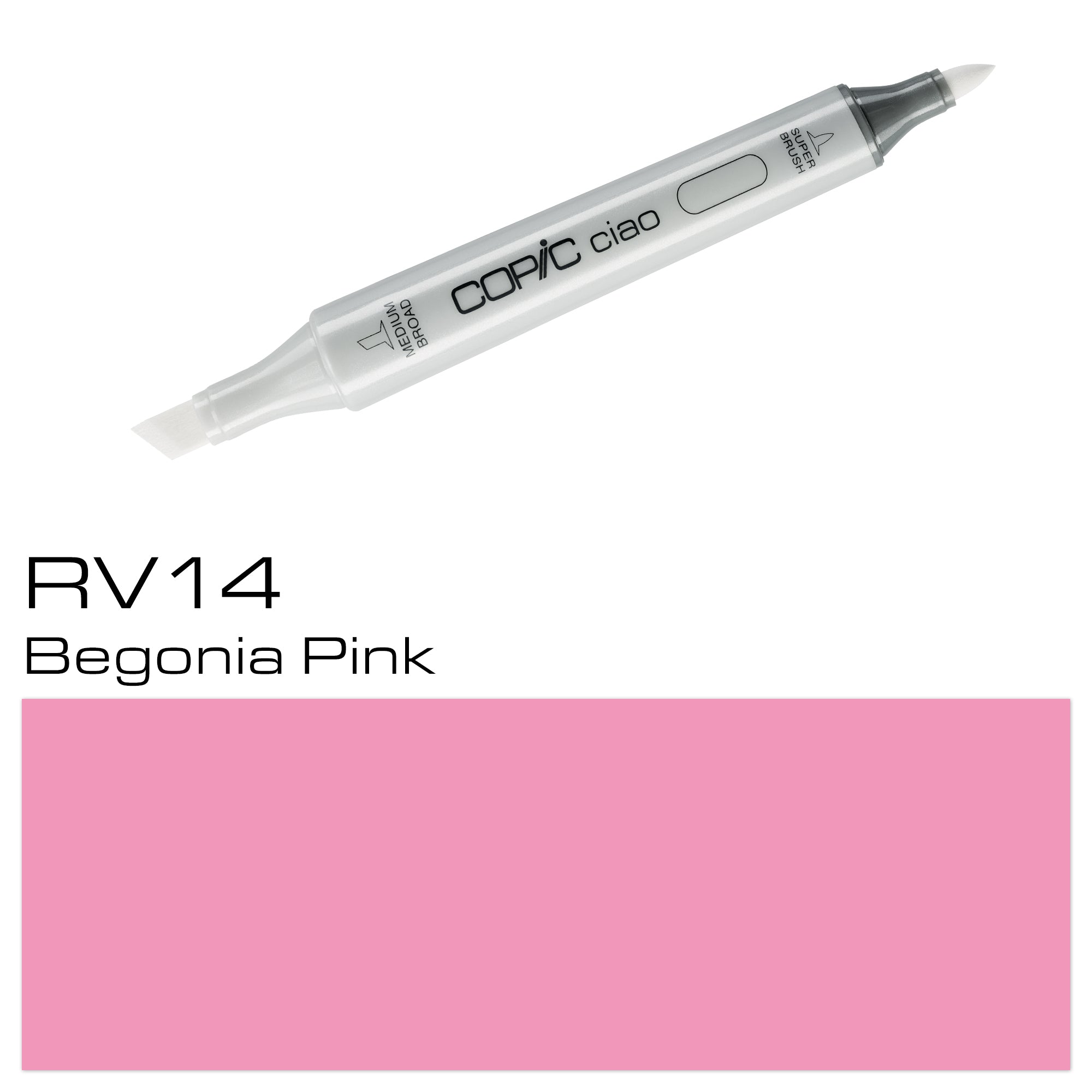 The COPIC CIAO MARKER RV14 BEGONIA PINK offers a vibrant and versatile pink color for all your artistic needs. With its alcohol-based ink and replaceable nibs, it allows for smooth and precise application, making it a must-have for any professional artist or hobbyist. Elevate your creations with this reliable and high-quality marker. Main image