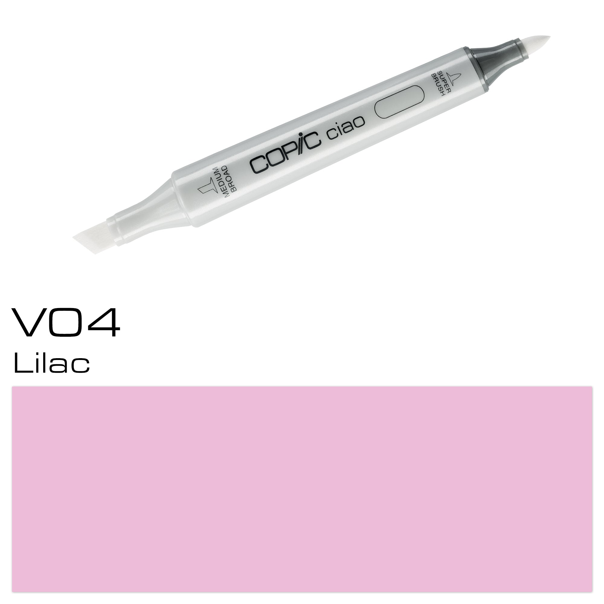 Introducing the COPIC CIAO MARKER V 04 LILAC, a must-have tool for any artist or crafter. With its vibrant and long-lasting pigment, this marker delivers stunning color and precision for all your creative projects. The versatile chisel and brush tip allow for both fine details and bold strokes. Experience the professional quality of COPIC today. Main image