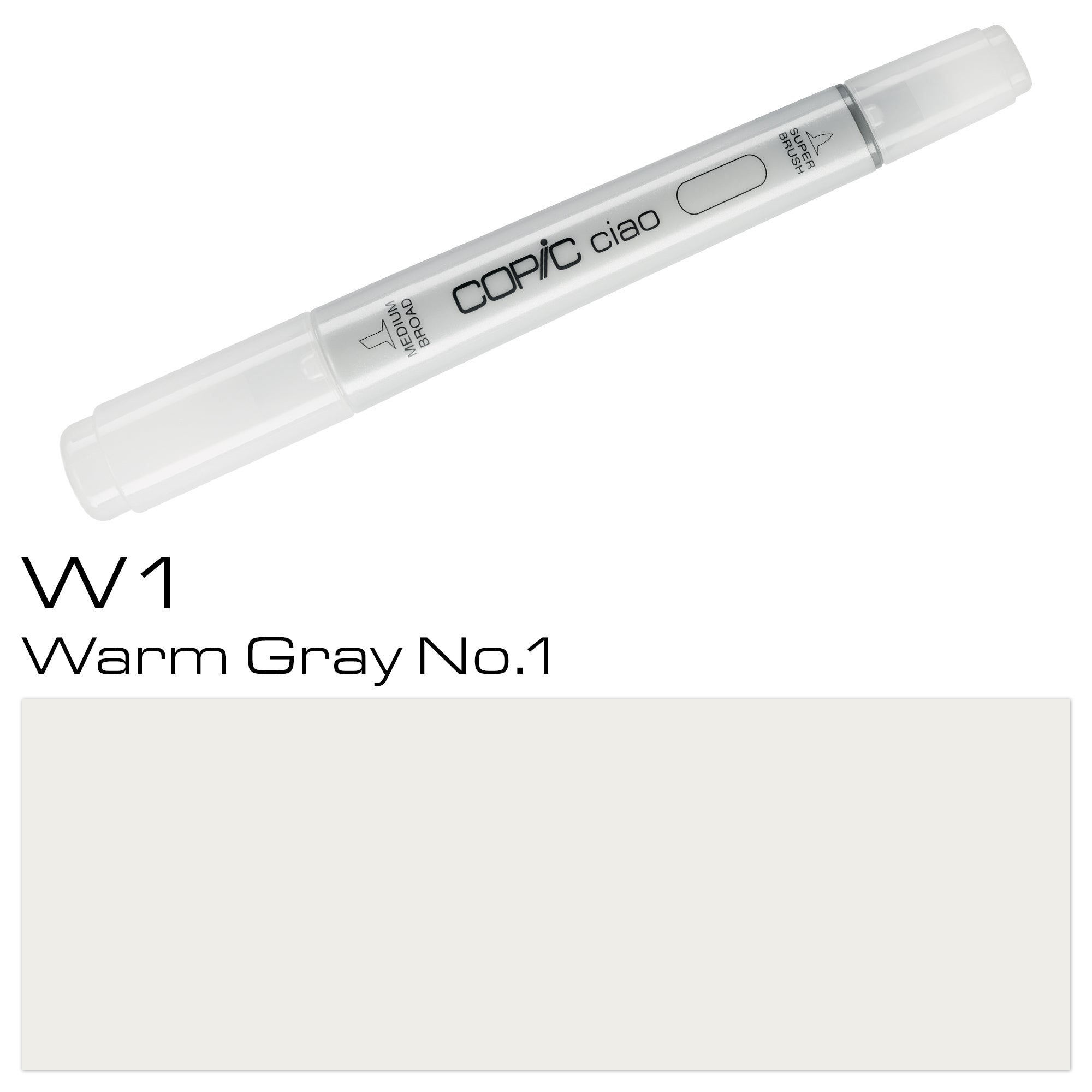 Introducing the COPIC CIAO MARKER in W 1 WARM GREY. This professional-grade marker boasts a warm grey color perfect for shading and adding depth to your artwork. Achieve smooth and precise strokes with its high-quality brush tip. Elevate your illustrations and designs with this essential tool. Main image