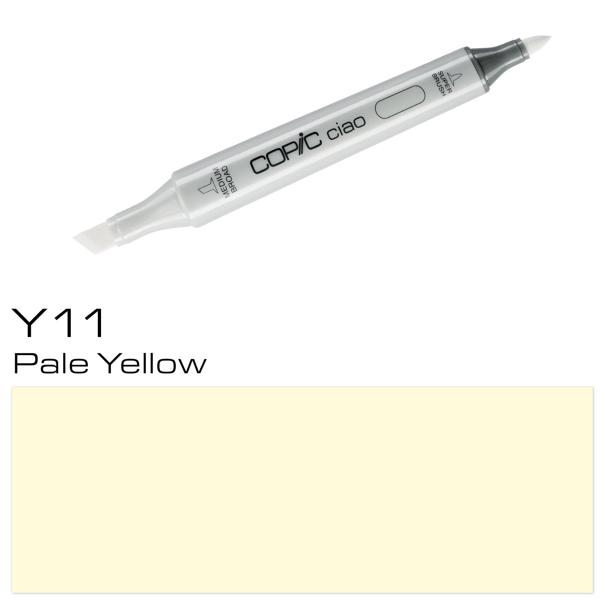 This COPIC CIAO MARKER Y 11 PALE YELLOW is a versatile tool for professional artists and designers. With its vibrant, fade-resistant color and quick-drying ink, it allows for seamless blending and layering. Its ergonomic design ensures comfortable use and precise control, making it a must-have for all your creative needs. Main image