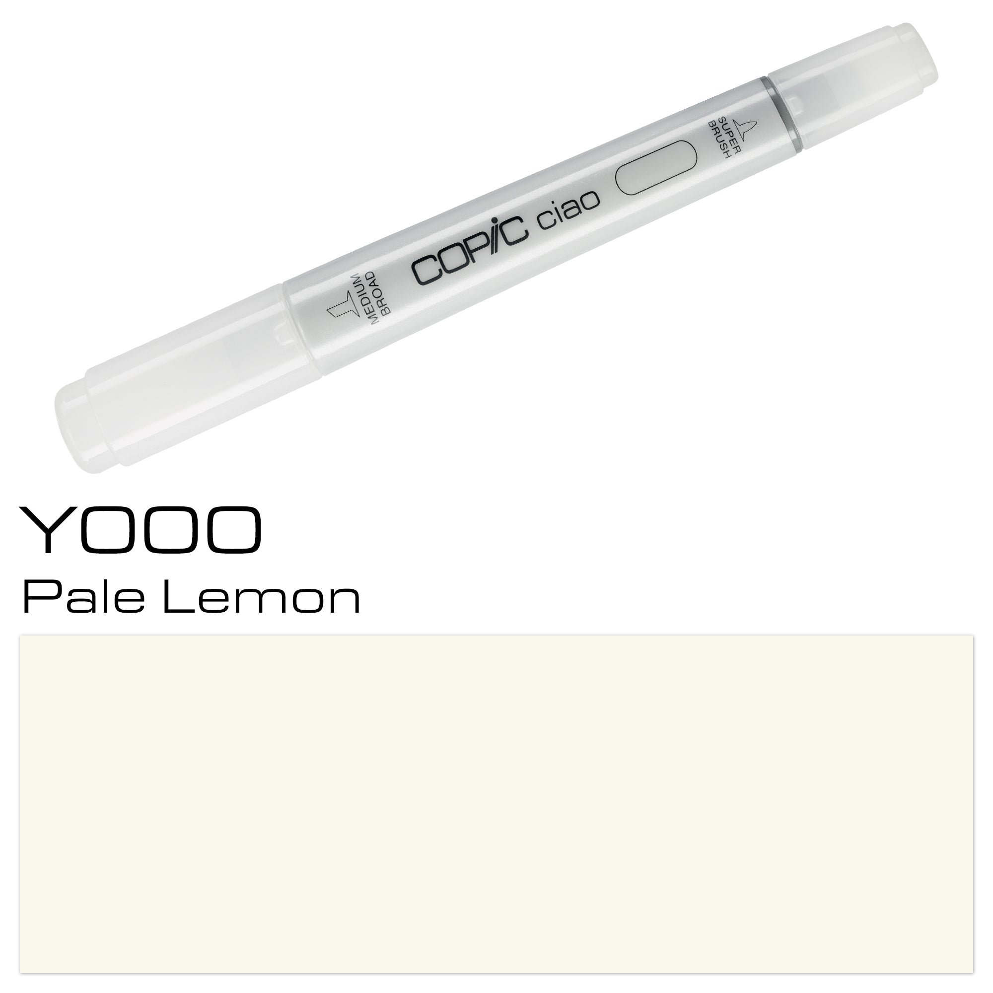 Experience the versatility and quality of the COPIC CIAO MARKER Y000 PALE LEMON. This alcohol-based marker is perfect for artists and designers, offering smooth and vibrant lines with its dual-tip design. Achieve professional results with its high-quality ink and ergonomic grip. Main image