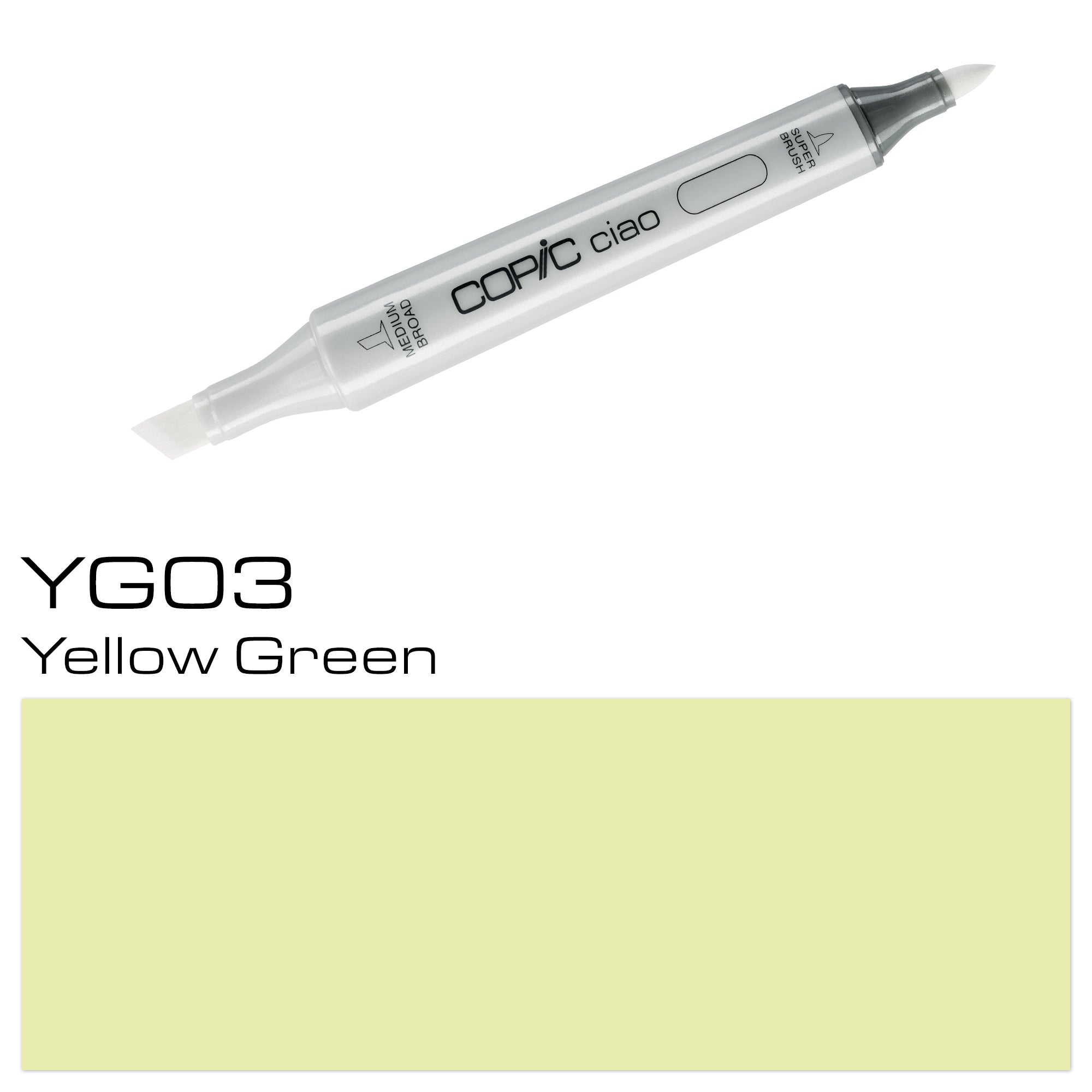 Create beautiful artwork with the COPIC CIAO MARKER in YG 03 Yellow Green. This dual-tip marker is perfect for blending and layering colors, allowing you to achieve stunning shading and depth in your illustrations. Made with high-quality, alcohol-based ink, this marker is perfect for artists of all levels. Main image