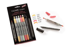 This set contains a variety of pastel colors perfect for creating soft and subtle illustrations. With low odor, alcohol-based ink, the COPIC Ciao markers provide smooth and vibrant color laydown. Their dual-tip design offers versatility, allowing for both fine details and broad strokes.