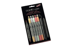 This set contains a variety of pastel colors perfect for creating soft and subtle illustrations. With low odor, alcohol-based ink, the COPIC Ciao markers provide smooth and vibrant color laydown. Their dual-tip design offers versatility, allowing for both fine details and broad strokes.