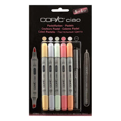 This set contains a variety of pastel colors perfect for creating soft and subtle illustrations. With low odor, alcohol-based ink, the COPIC Ciao markers provide smooth and vibrant color laydown. Their dual-tip design offers versatility, allowing for both fine details and broad strokes.