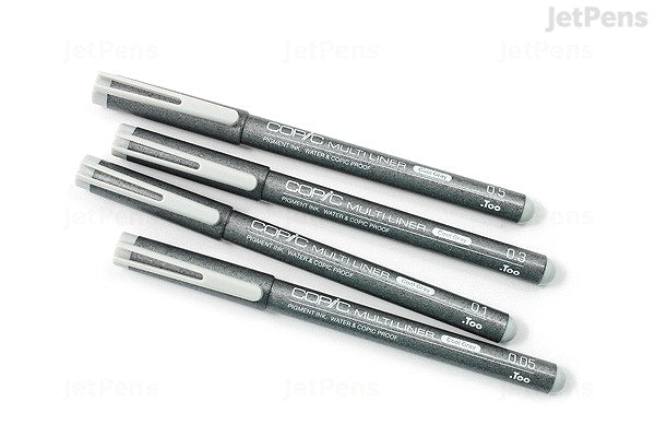 Enhance your artwork with precision and control using the Copic Multiliner Cool Grey Set. With four different nib sizes (0.05, 0.1, 0.3, and 0.5mm), you can achieve fine lines, bold strokes, and everything in between. These durable cool grey markers provide consistent and fade-resistant results for your creative projects.