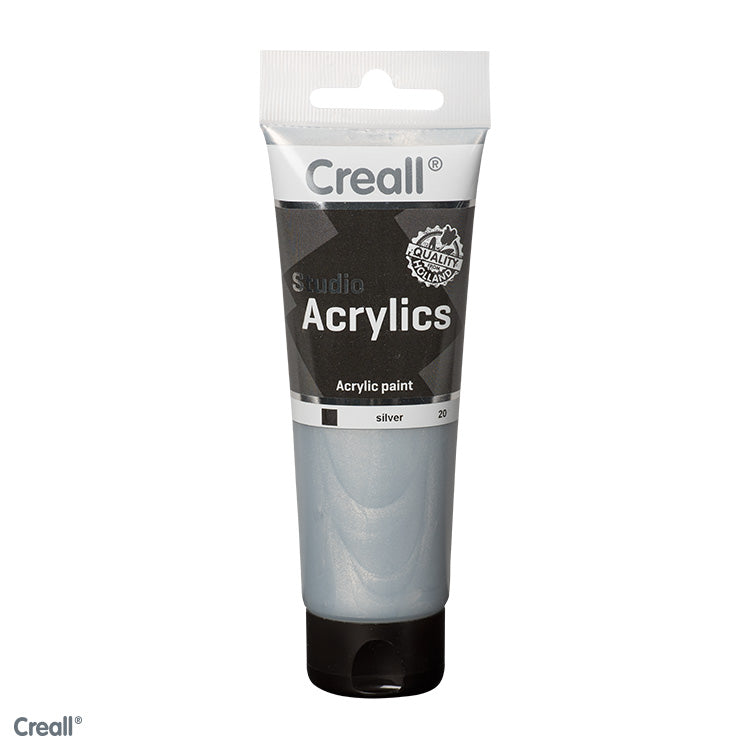 Creall Acrylics Studio Tube 120ml 20 Silver - Al Masam Stationery LLC Main image