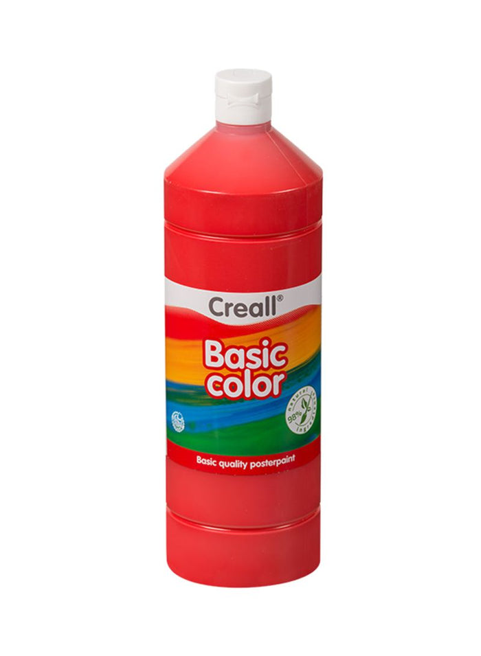 Creall Poster Color 1000ml in Primery Red, gouache and poster paint, with vibrant red paint in a large container.