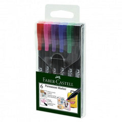 FABER-CASTELL Marker S.Permanent PET Box of 6 assorted col - Al Masam Stationery LLC