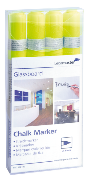 Legamaster Chalk Marker,  Yellow Color, Pack Of 4, Part Number: 7-118105