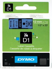Dymo S0720560 D1 45016 Tape 12mm x 7m Black on Blue