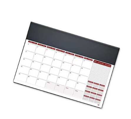 FIS Year Planner 2024 (English/French) Italian PU with Desk Blotter, Black - Al Masam Stationery LLC