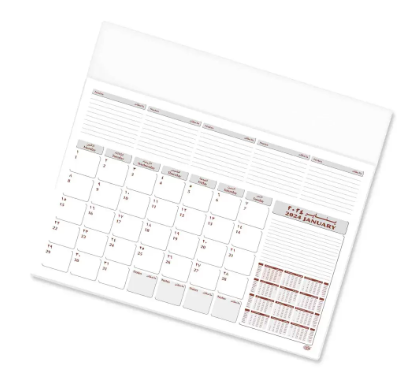 FIS Year Planner 2024 (Arabic/English) Italian PU with Desk Blotter, White - Al Masam Stationery LLC