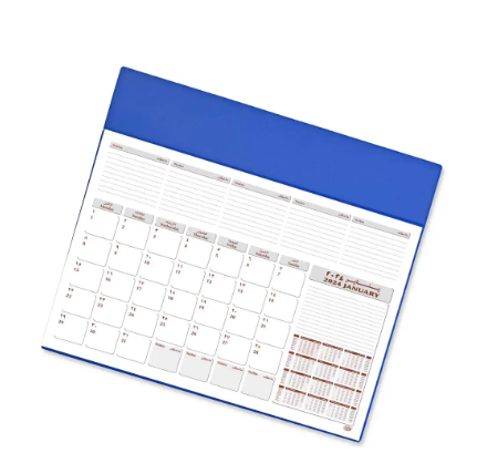FIS Year Planner 2024 (Arabic/English) Italian PU with Desk Blotter, Blue - Al Masam Stationery LLC