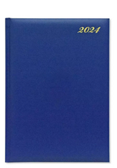 FIS Golden Pocket Diary 2024 English (1 Week at a glance) Vinyl, 1 Side Padded, Blue