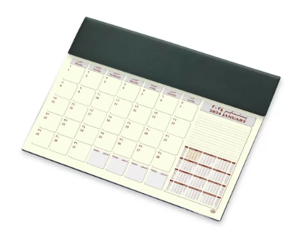 FIS Year Planner 2024 (Arabic/English) Italian PU with Desk Blotter, Black - Al Masam Stationery LLC