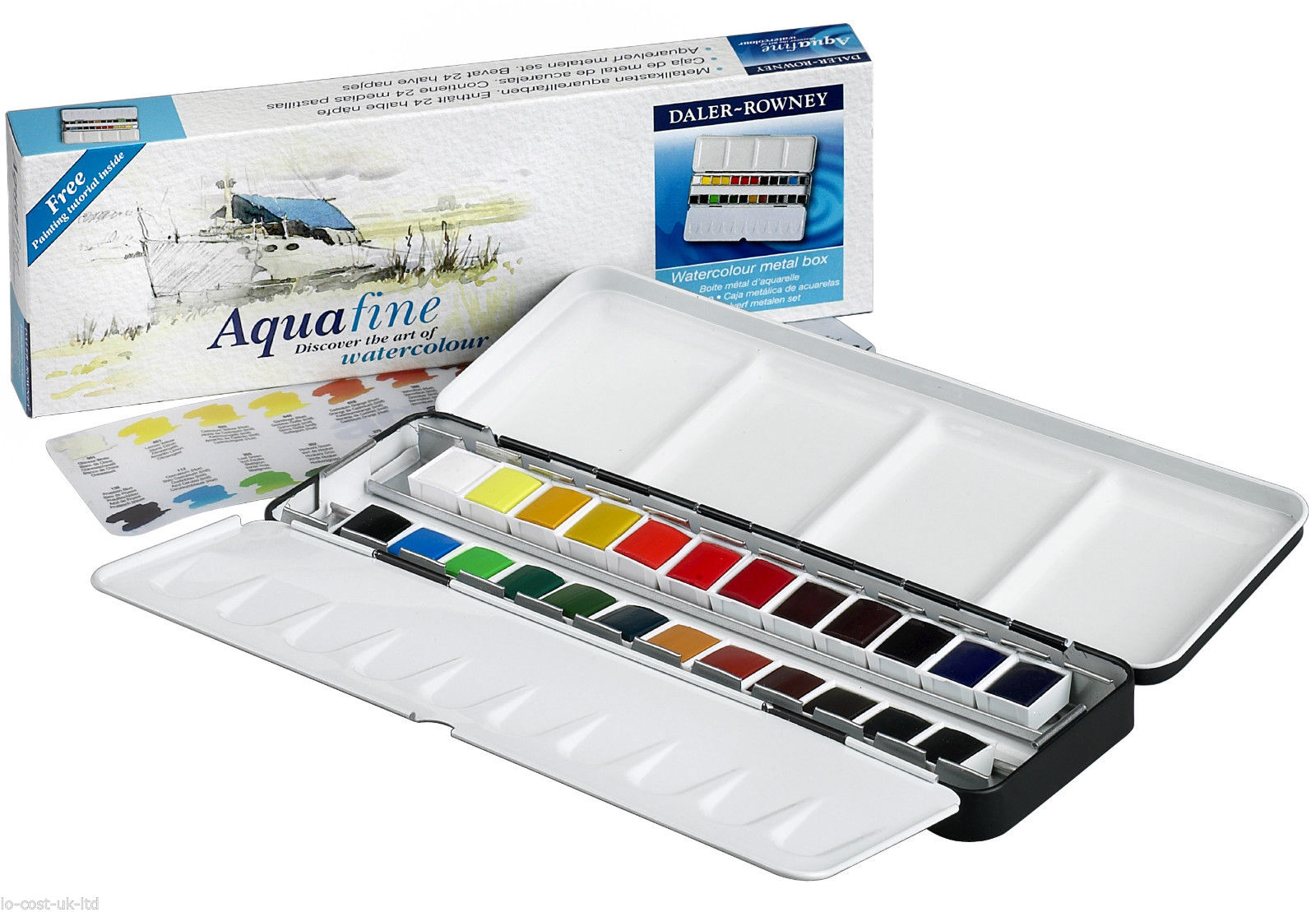 Daler Rowney Aquafine Watercolor Half Pan Metal Box - Al Masam Stationery LLC Main image