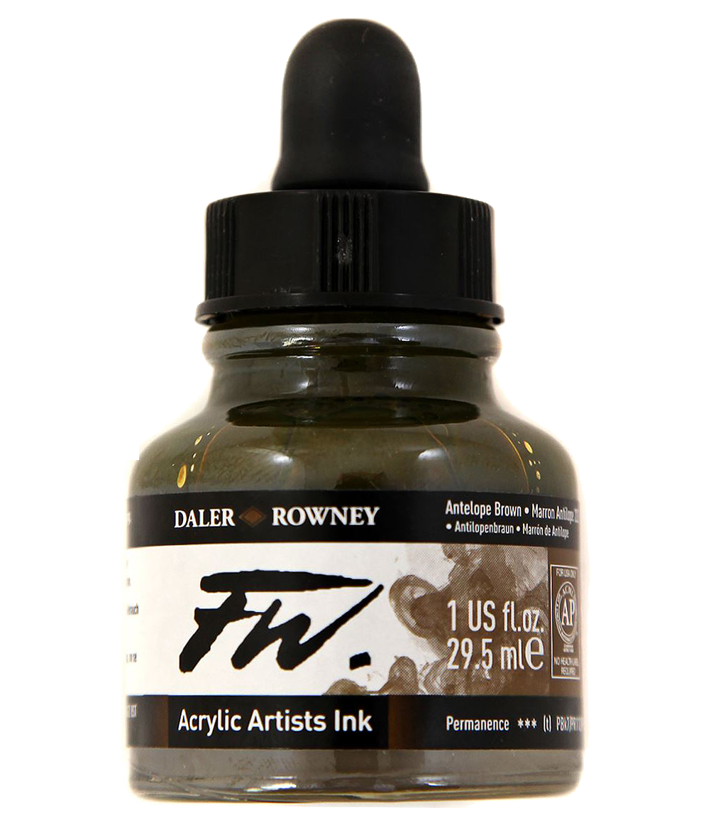 Daler Rowney FW Artist's Acrylic Ink ANTELOPE BROWN - Al Masam Stationery LLC Main image