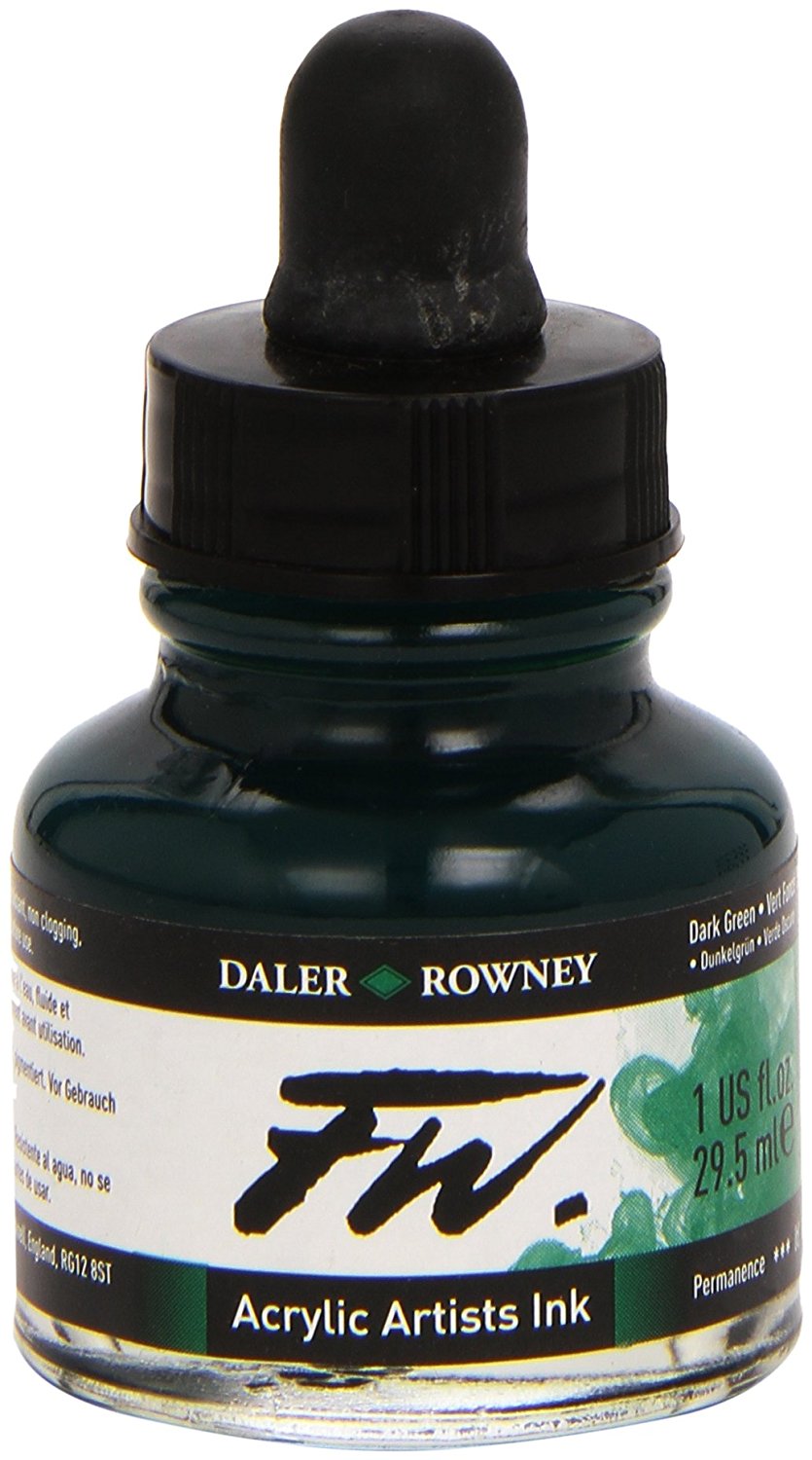 Daler Rowney FW Artist's Acrylic Ink DARK GREEN - Al Masam Stationery LLC Main image