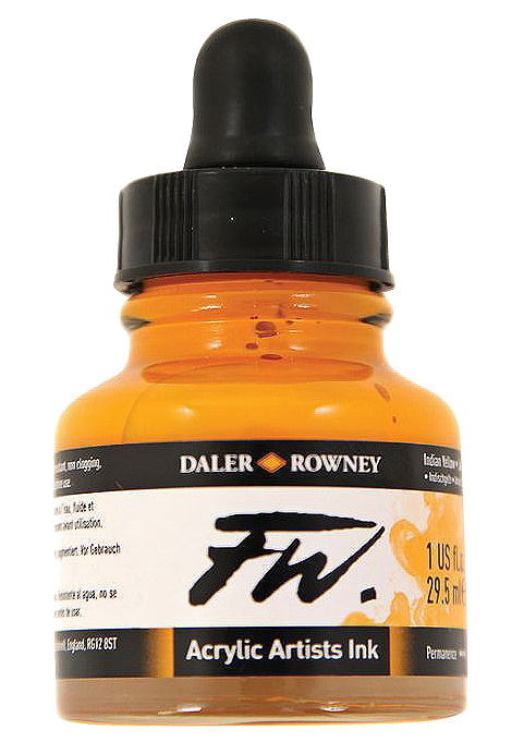 Daler Rowney FW Artist's Acrylic Ink INDIAN YELLOW - Al Masam Stationery LLC Main image
