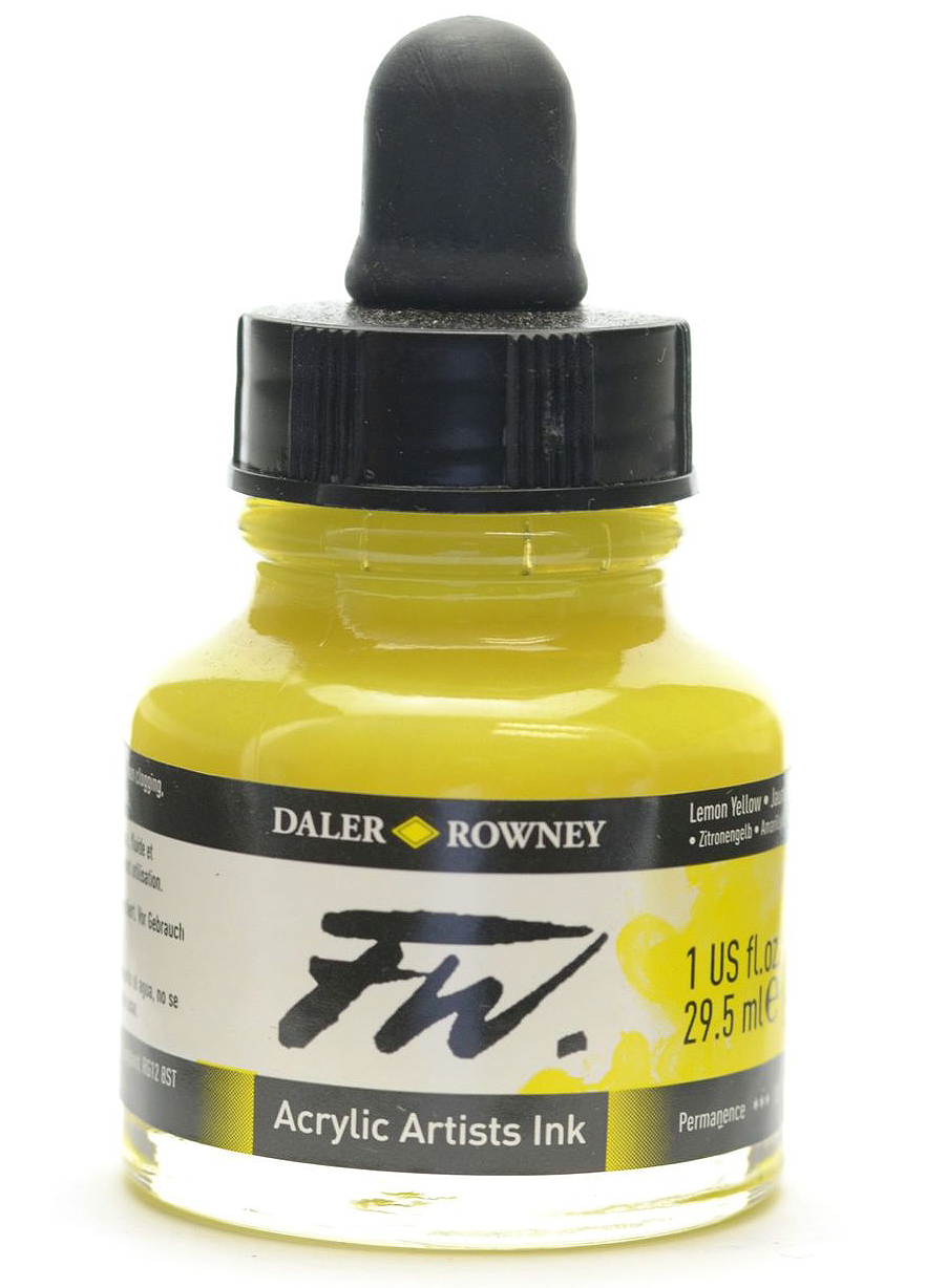 Daler Rowney FW Artist's Acrylic Ink LEMON YELLOW - Al Masam Stationery LLC Main image