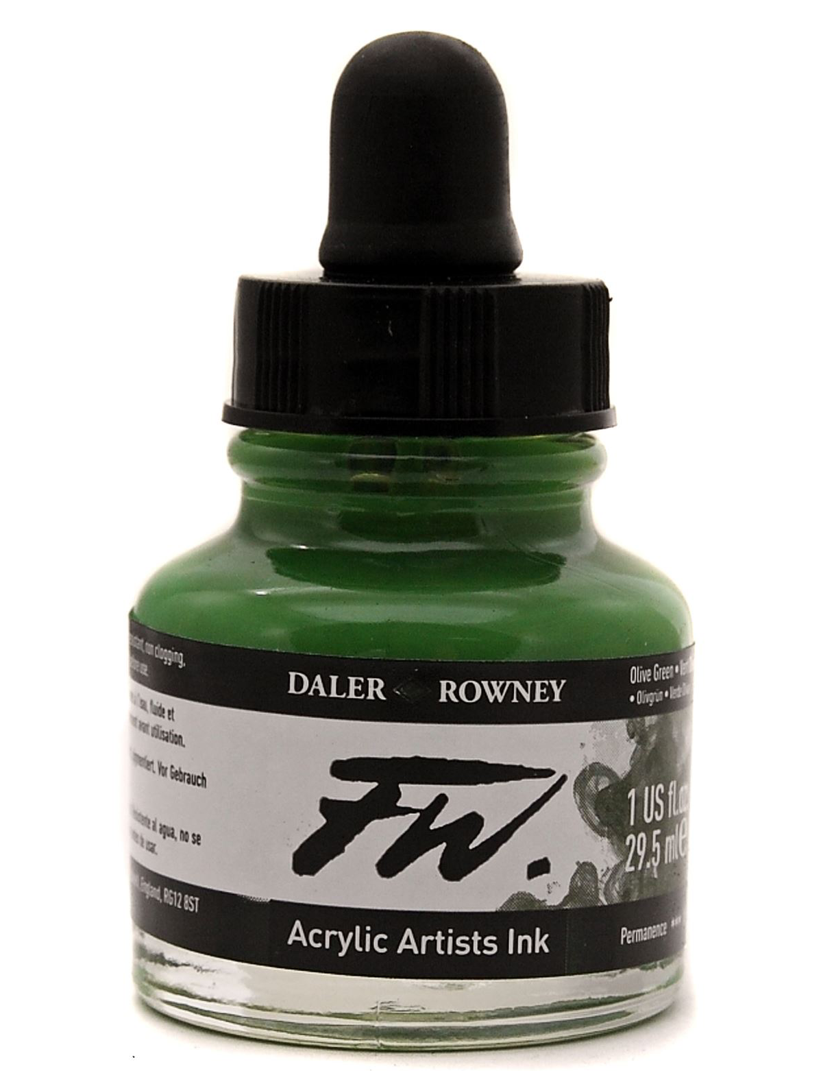 Daler Rowney FW Artist's Acrylic Ink OLIVE GREEN - Al Masam Stationery LLC Main image