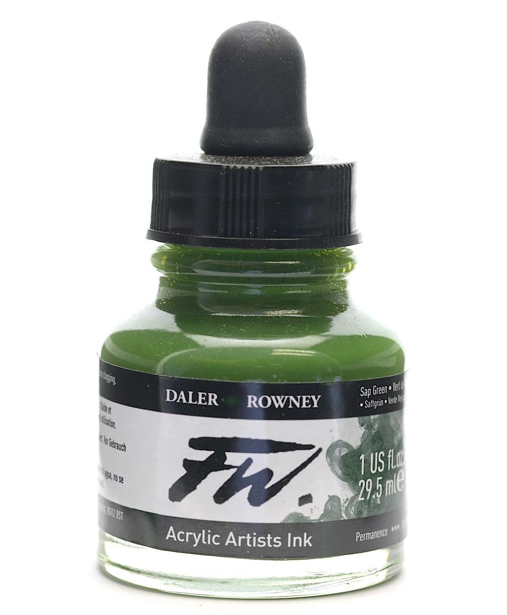 Daler Rowney FW Artist's Acrylic Ink SAP GREEN - Al Masam Stationery LLC Main image