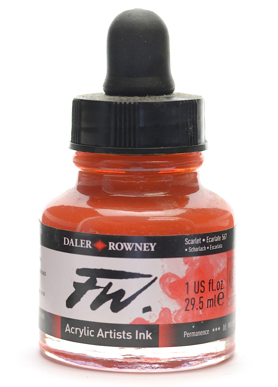 Daler Rowney FW Artist's Acrylic Ink SCARLET - Al Masam Stationery LLC Main image