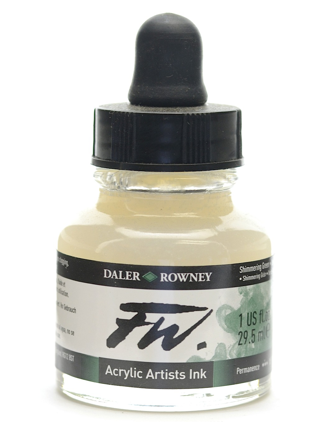 Daler Rowney FW Artist's Acrylic Ink SHIMMERING GREEN - Al Masam Stationery LLC Main image