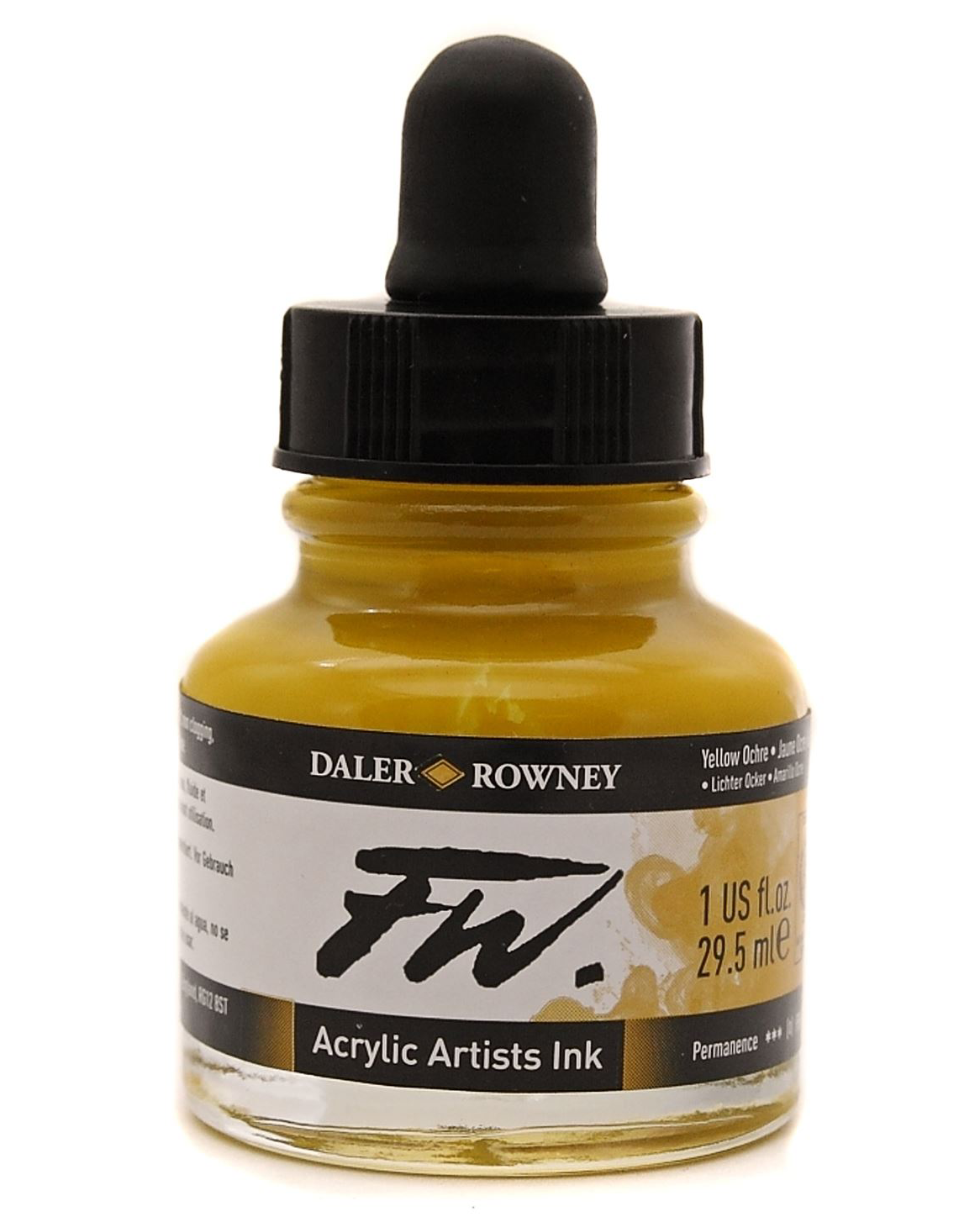 Daler Rowney FW Artist's Acrylic Ink YELLOW OCHRE - Al Masam Stationery LLC Main image