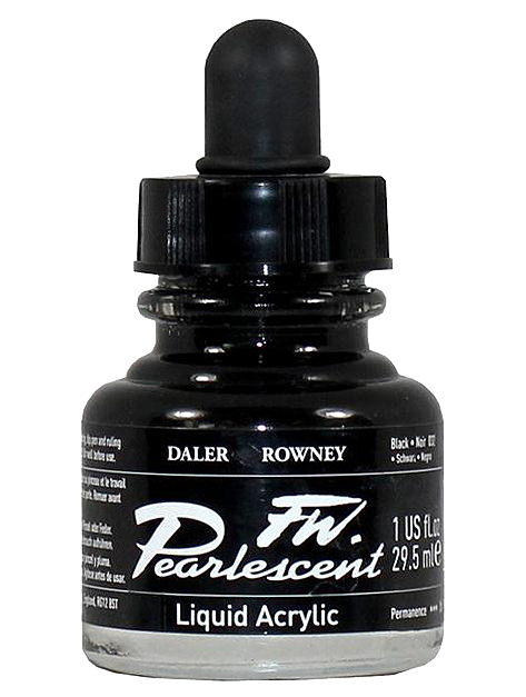 Daler Rowney FW Pearlescent Ink BLACK - Al Masam Stationery LLC Main image