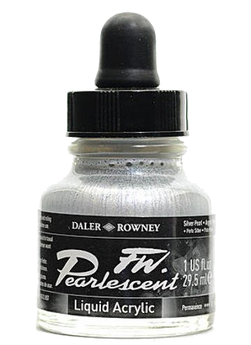 Daler Rowney FW Pearlescent Ink SILVER PEARL - Al Masam Stationery LLC Main image