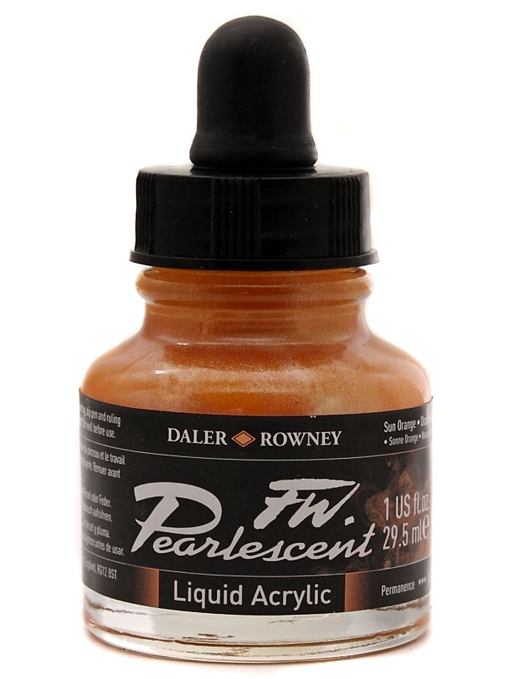 Daler Rowney FW Pearlescent Ink SUN ORANGE - Al Masam Stationery LLC Main image