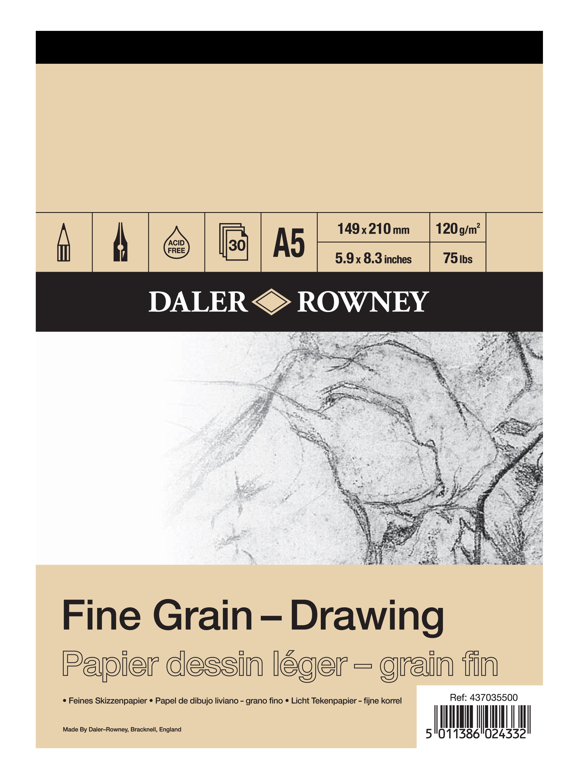 Daler Rowney Sketching Fine Grain Drawing Pad A5 - Al Masam Stationery LLC Main image