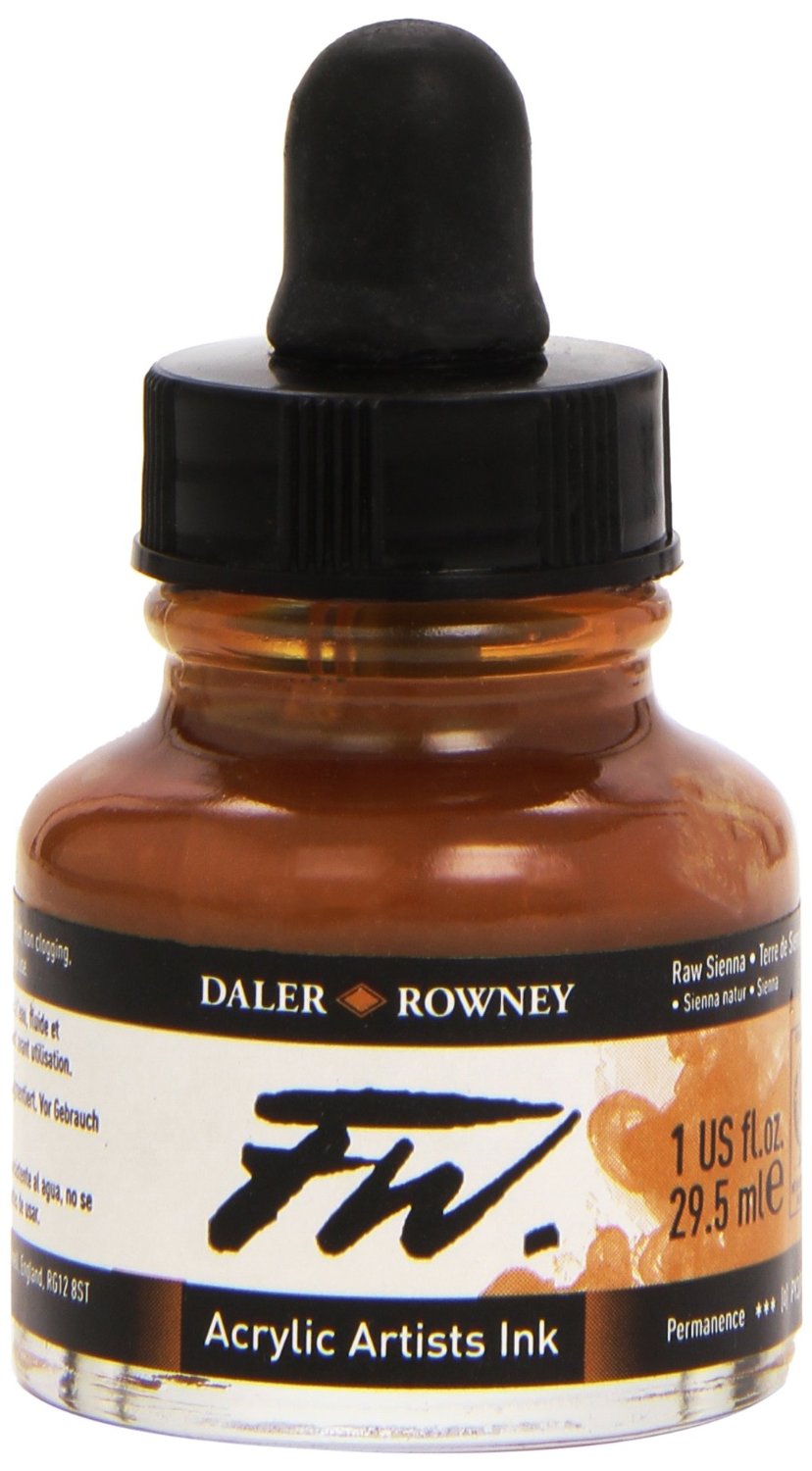 Daler Rowney FW Artist's Acrylic Ink RAW SIENNA - Al Masam Stationery LLC Main image