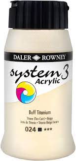 DALER ROWNEY SYSTEM 3 ACRYLIC PAINT 500ML BUFF TITANIUM ACRYLIC - Al Masam Stationery LLC Main image