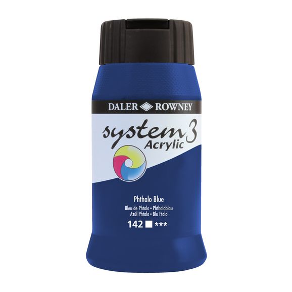 DALER ROWNEY SYSTEM 3 ACRYLIC PAINT 500ML PHTHALO BLUE - Al Masam Stationery LLC Main image