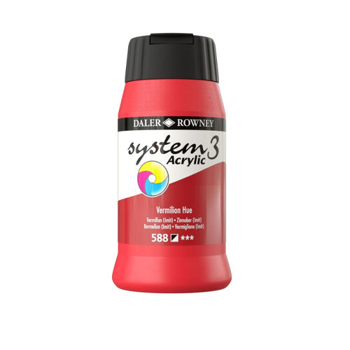 DALER ROWNEY SYSTEM 3 ACRYLIC PAINT 500ML VERMILION HUE - Al Masam Stationery LLC Main image