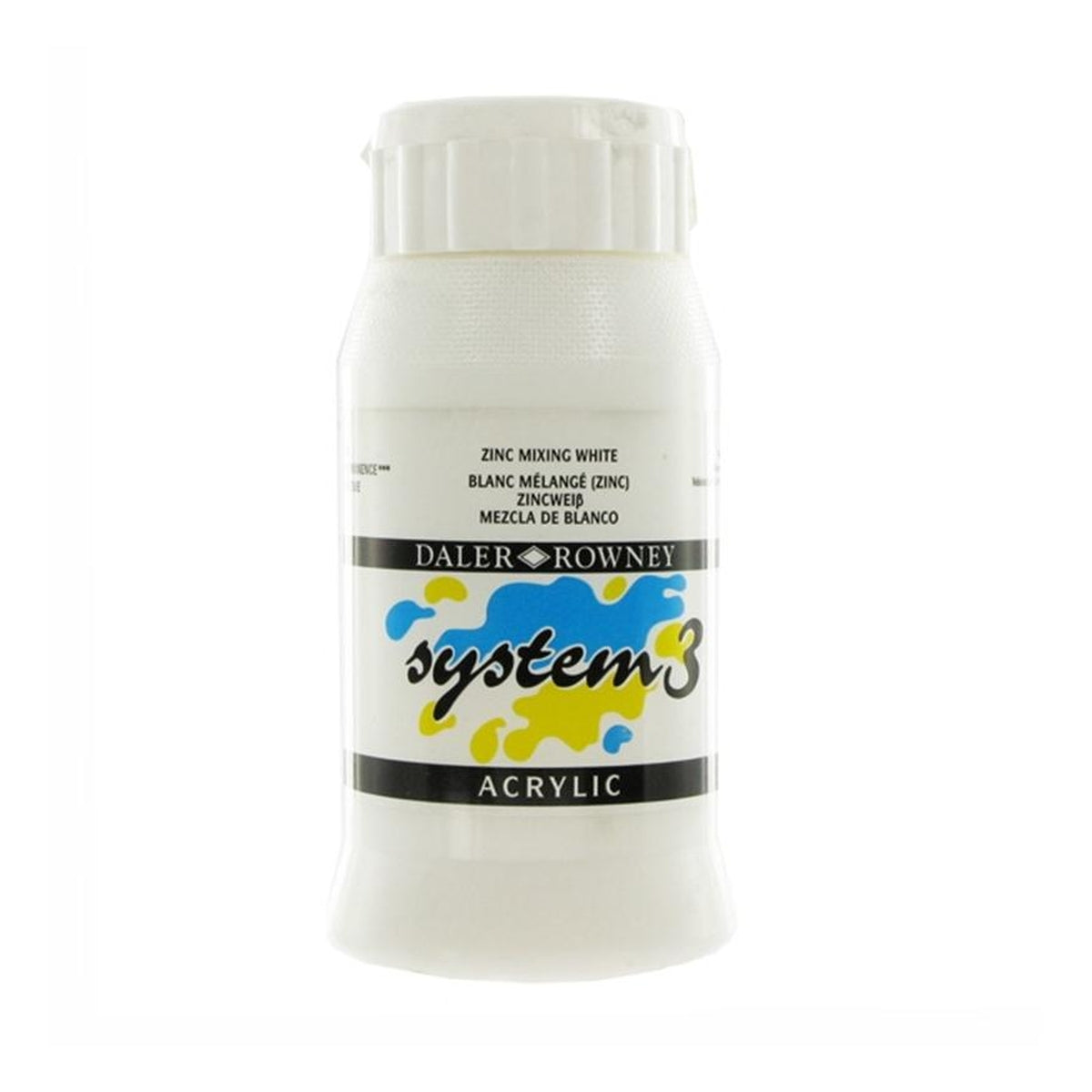 DALER ROWNEY SYSTEM 3 ACRYLIC PAINT 500ML ZINC MIXING WHITE - Al Masam Stationery LLC Main image